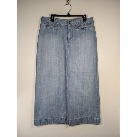 Old Navy Denim Maxi Skirt Women's Size 12 Y2K Grunge Boho Western Ultra Low Rise - Picture 8 of 8